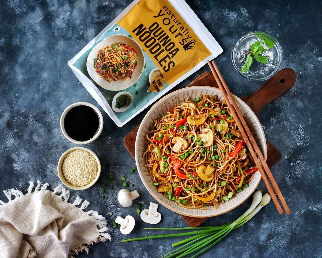 Mushroom and Bell Pepper Quinoa Noodles | Naturally Yours