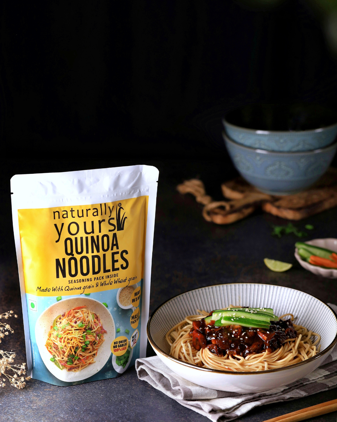 Korean-Style Black Bean Quinoa Noodles