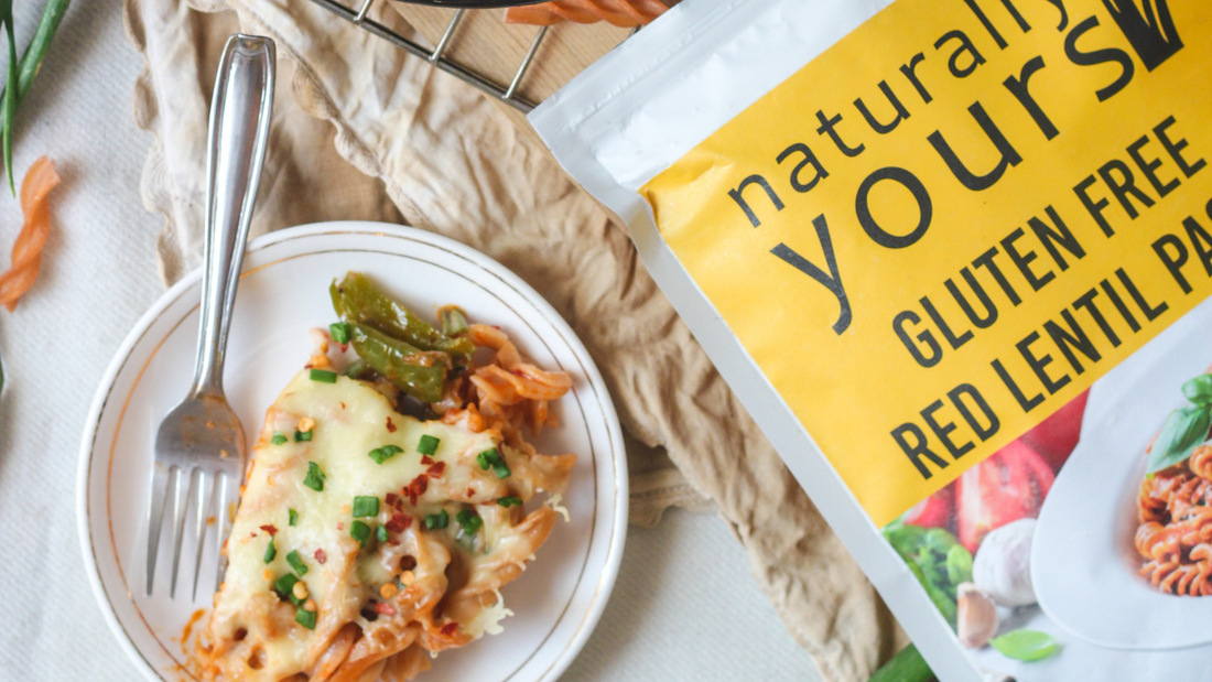 Recipe : Baked Vegetable Red Lentil Pasta | Naturally Yours