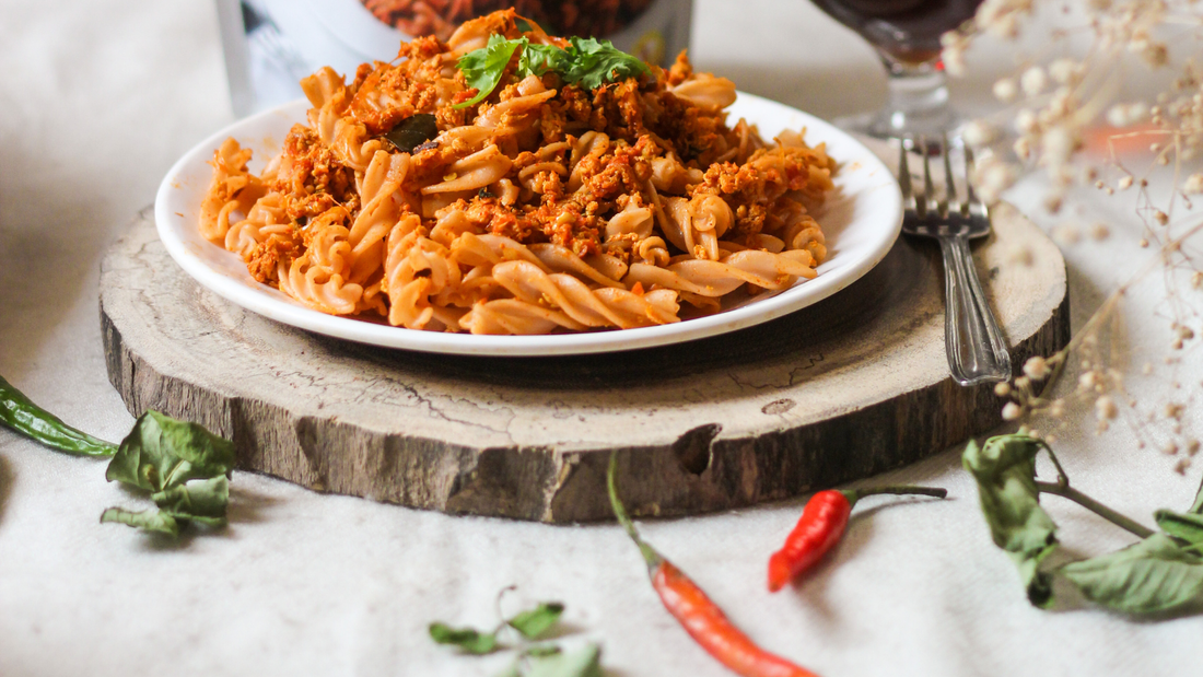 Recipe : Red Lentil Pasta with Chicken Kheema | Naturally Yours