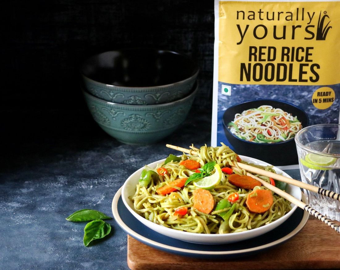 Recipe : Red Rice Noodles with Thai Green curry | Naturally Yours