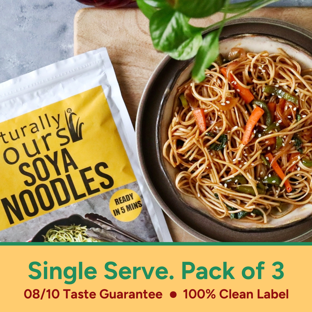 Single Serve Soya Noodles - Rich in Protein - Ready in 5 Mins - Pack of 3 - 150g