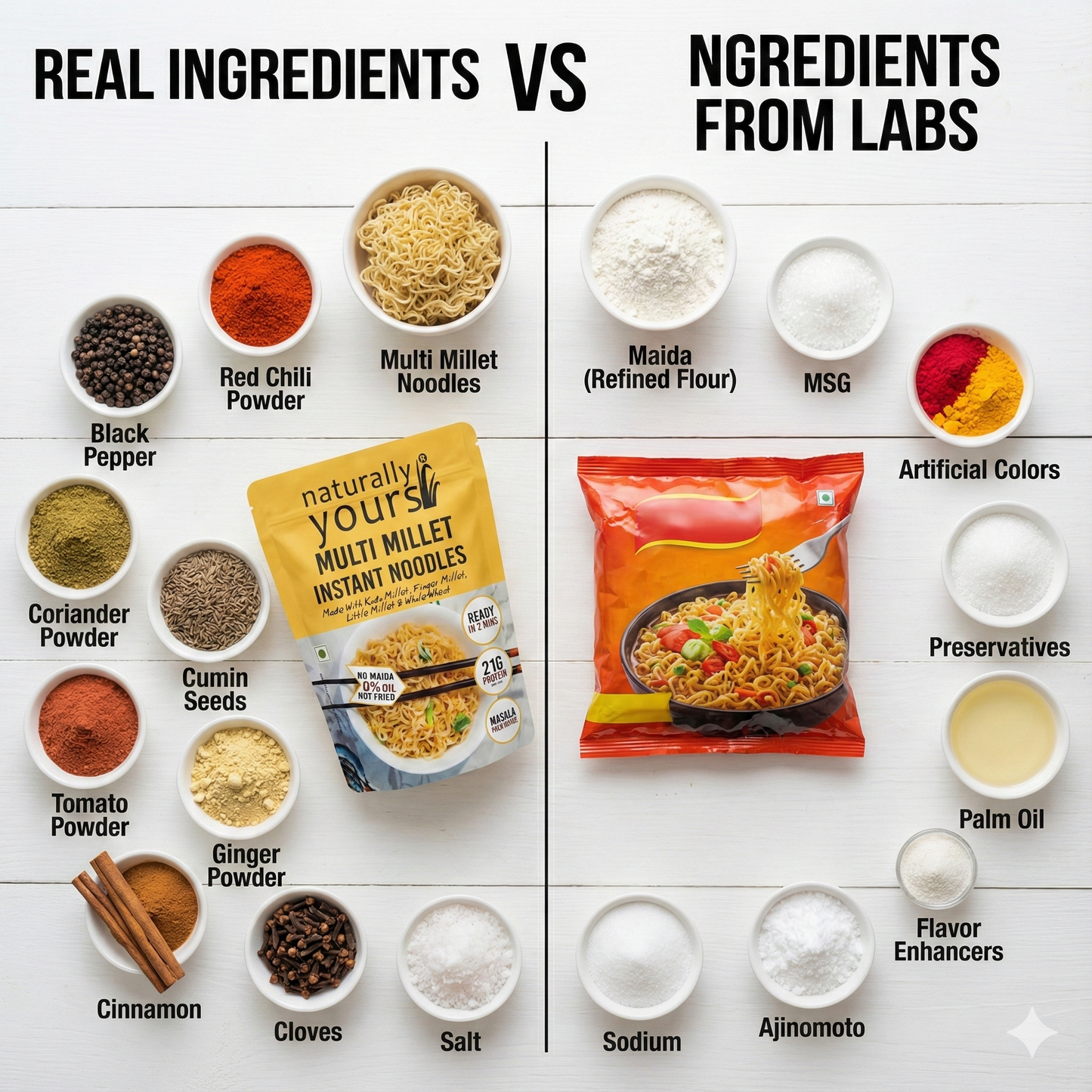 New Launch - Multi-Millet Instant Noodles - High in Protein - Each Pack Rs.89/- (Pack of 3 x 175g)