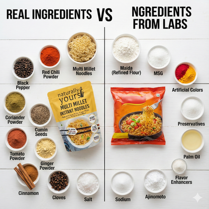 New Launch - Multi-Millet Instant Noodles - High in Protein - Each Pack Rs.89/- (Pack of 3 x 175g)