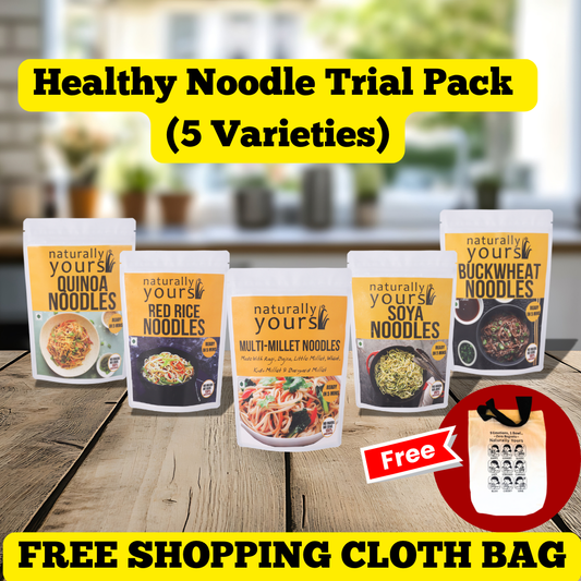 Healthy Noodle Trial Pack Combo | 5 Noodle Varieties + Free Shopping Bag